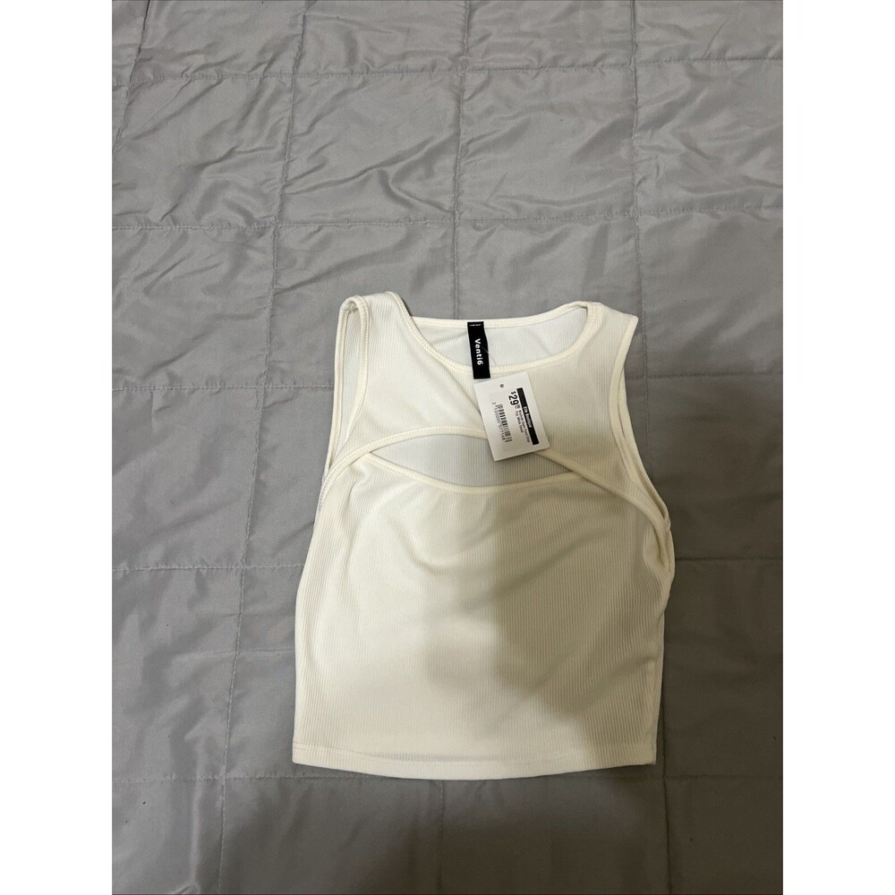 Elle Boutique Venti6 Keyhole Open Front Crop Top White So Small